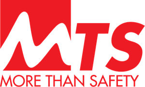 Un logo rouge et blanc pour mts plus que la sécurité