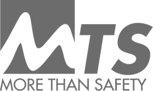 Le logo de mts more than safety est gris et blanc.