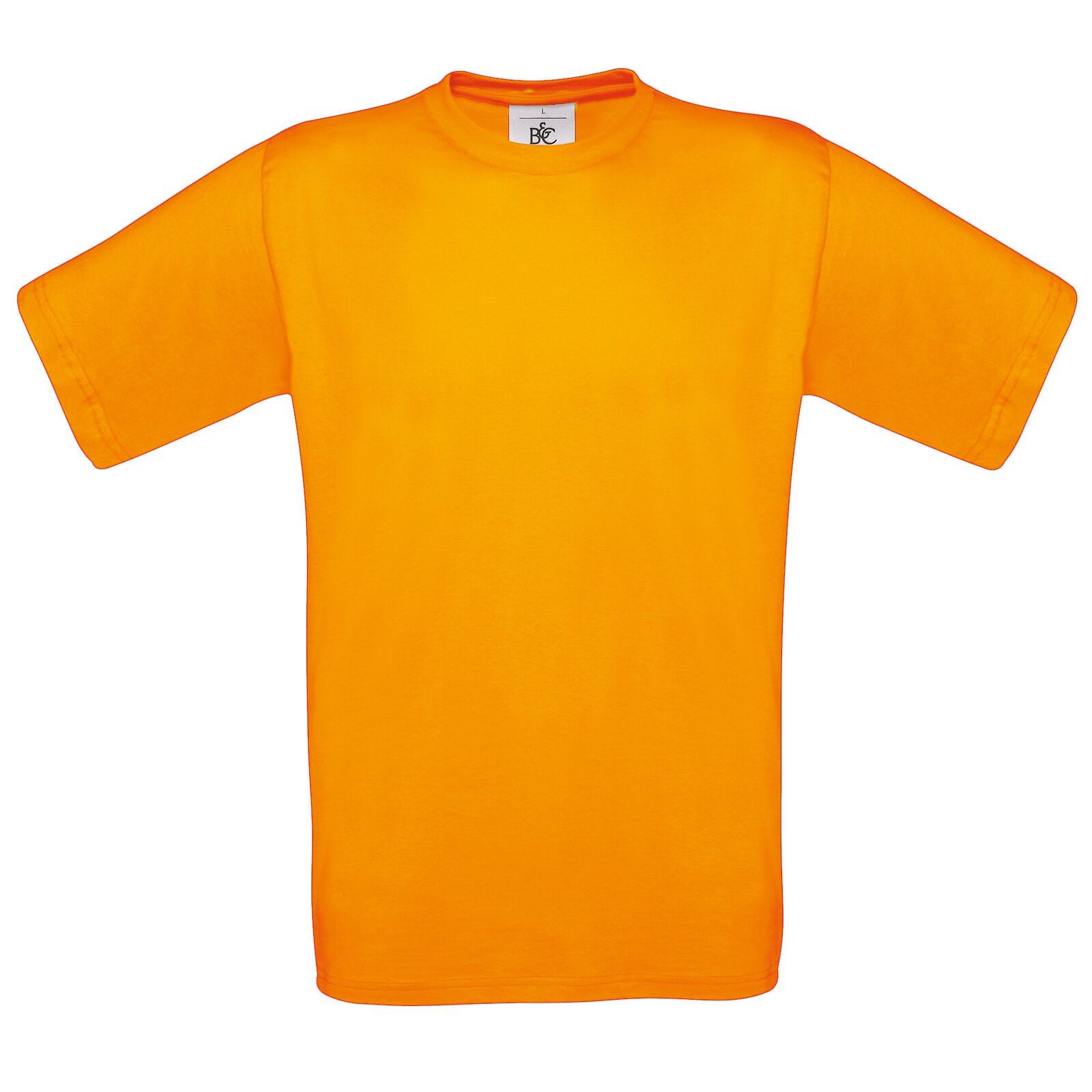 Un t-shirt orange vif avec le mot bc sur le devant