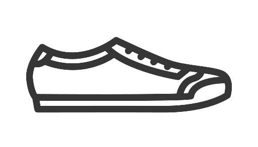 Une icône en noir et blanc d'une chaussure sur fond blanc.