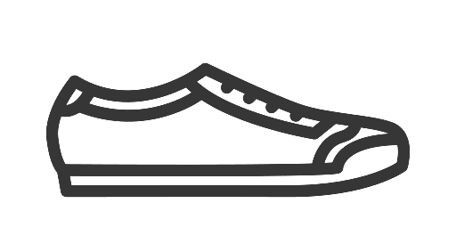 Un dessin en noir et blanc d'une chaussure sur fond blanc.