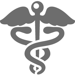 Un caducée symbole médical avec des ailes et un serpent.