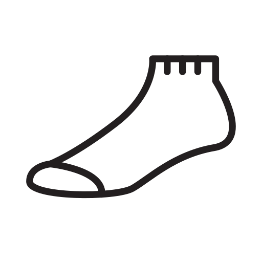 Un dessin en noir et blanc d'une chaussette sur fond blanc.