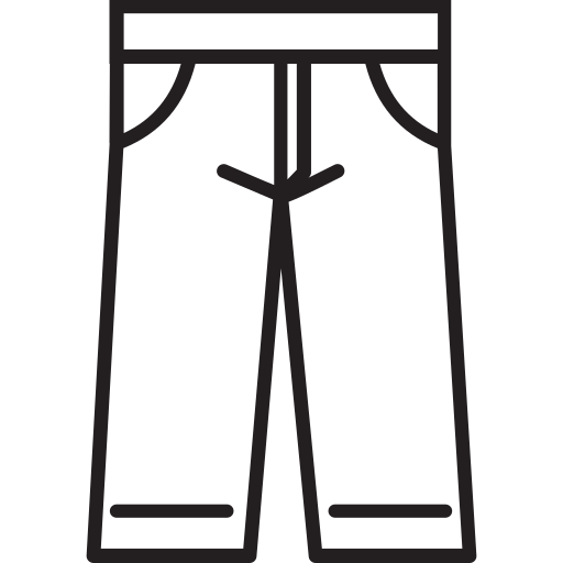 Un dessin au trait d'une paire de pantalons sur fond blanc.