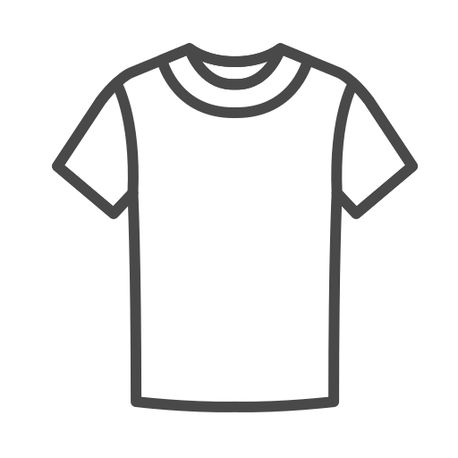 Un dessin au trait d'un t-shirt sur fond blanc.