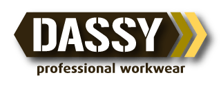Un logo pour les vêtements de travail professionnels Dassy sur fond blanc