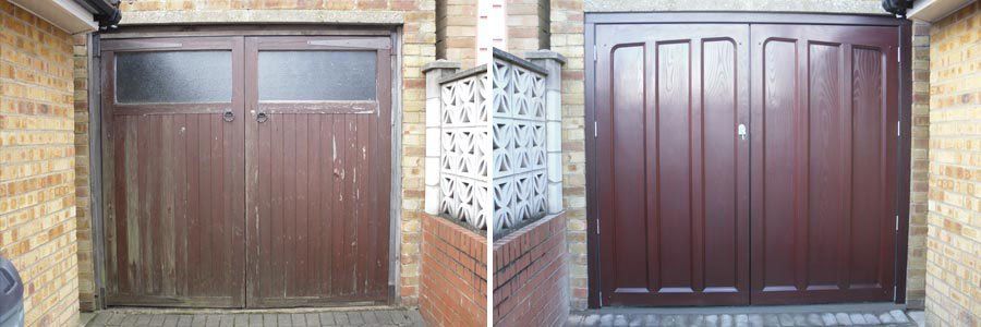 garage door dark wood