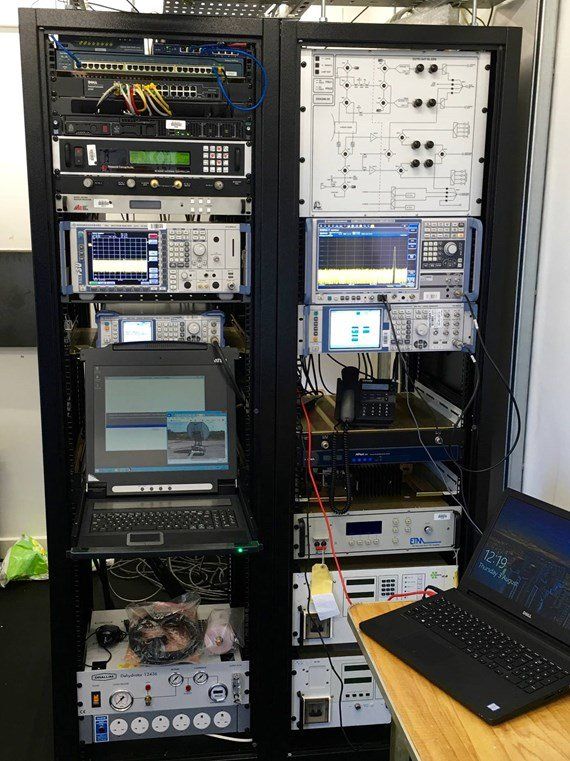 View inside cabin of self-contained ground station