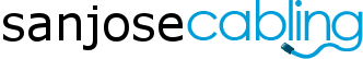 A blue and black logo for san jose cabling