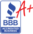 BBB Accredited Business logo with a blue flame symbol, and an 
