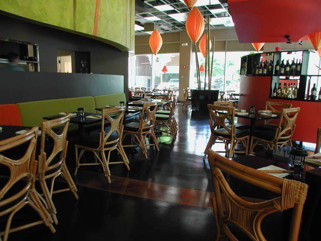Decorative concrete floor of a restaurant