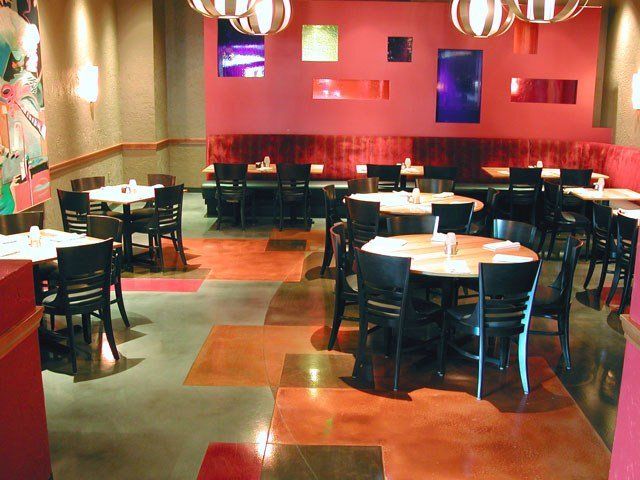 Polished floor of a restaurant
