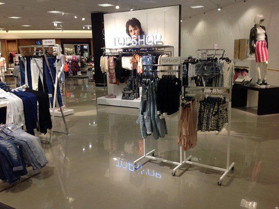 Polished floor of a clothing store