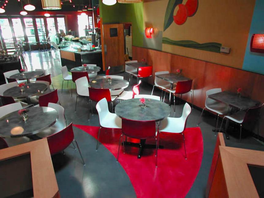 Polished floor of a restaurant