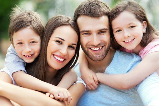 happy family with white teeth