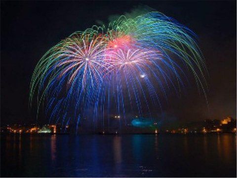 spettacolo pirotecnico su lago