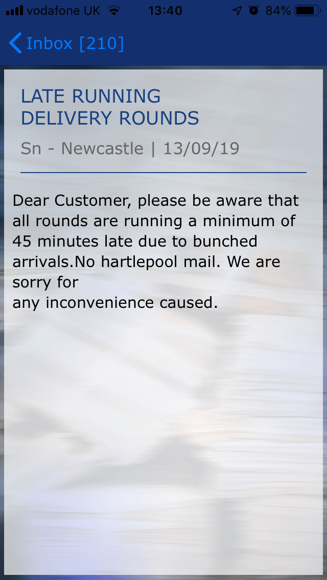 Newspaper delivery delayed
