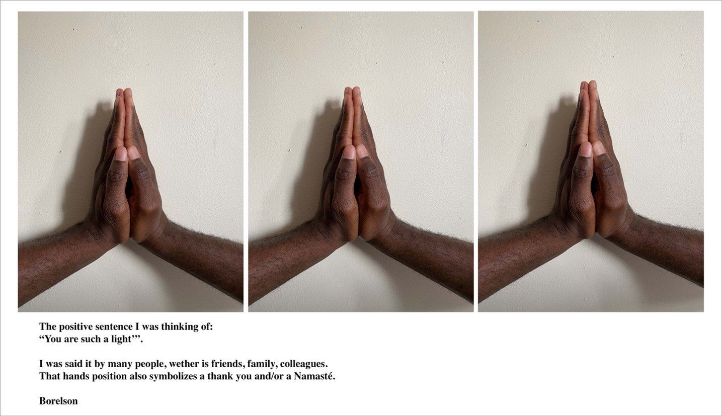 Three images of a person 's hands folded in prayer