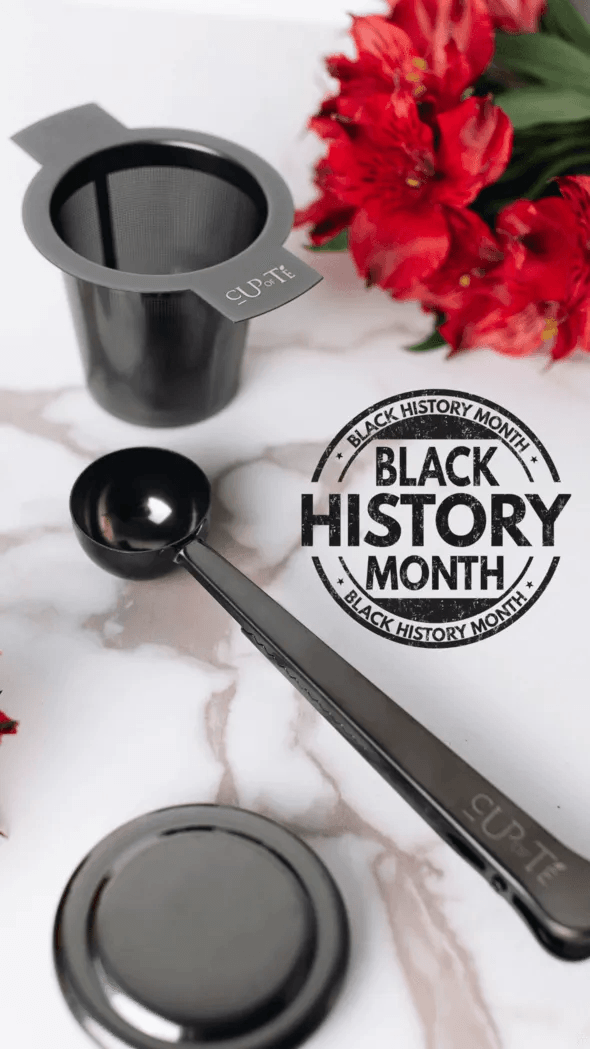 A black spoon with the words black history month on it