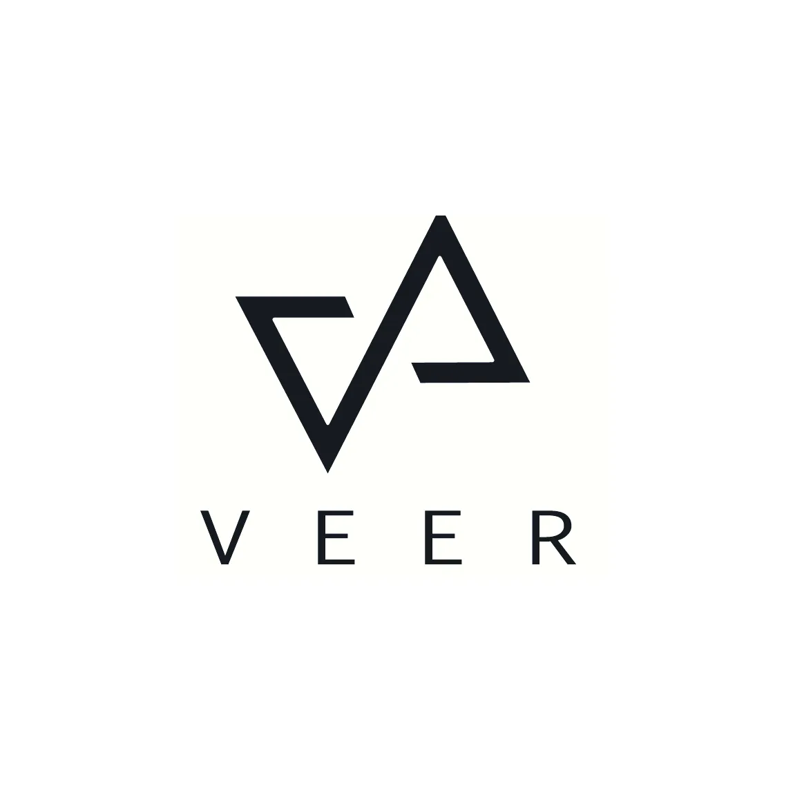 A black logo with a triangle and the word veer on a white background.