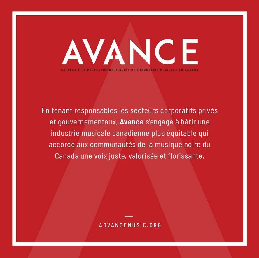 The word avance is on a red background