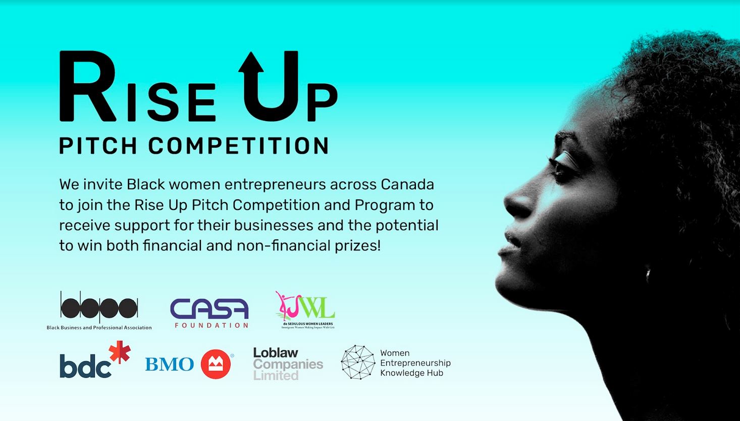 Canadian organizations launch Pitch Contest for Black Business Women: RiseUpPitch Competition A poster for a pitch competition called rise up