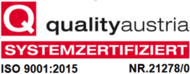 Jutz Lasertechnik, Quality Austria, Systemzertifiziert