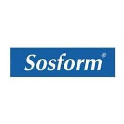 Sosform-logo: witte tekst op een blauwe rechthoekige achtergrond.
