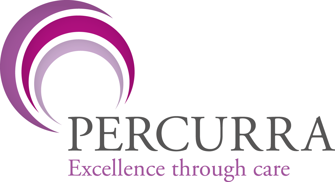 a logo for a company called percurra excellence through care