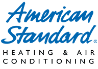 American Standard logo: Blue cursive text