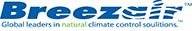 Breezair logo: blue text with