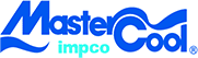 Logo for MasterCool impco in blue text with wave-like design.