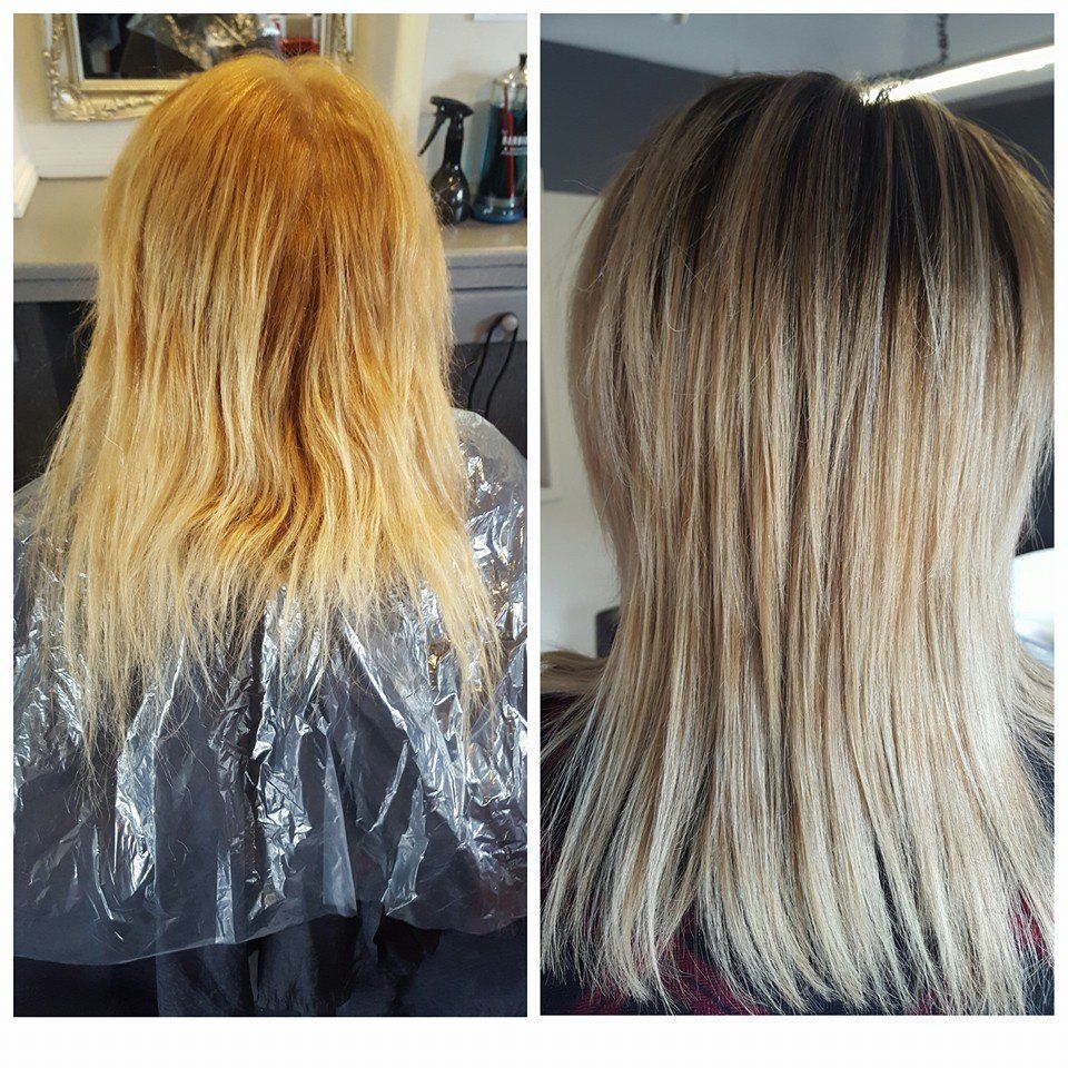 Before and after hair colour