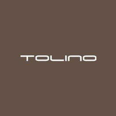 Logo TOLINO in testo bianco su sfondo marrone.