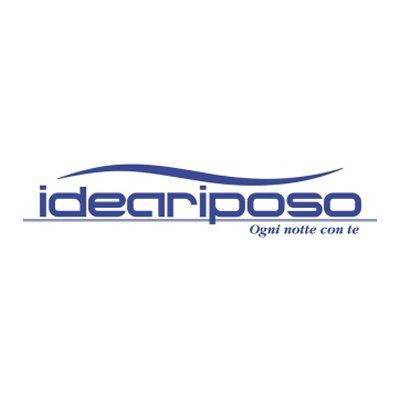 Logo di Ideariposo, un'azienda di prodotti per il sonno, con un'onda blu e le scritte