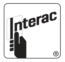 Interac logo: hand holding a card with the word 
