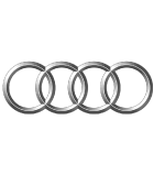Audi logo: four interlocking silver rings.