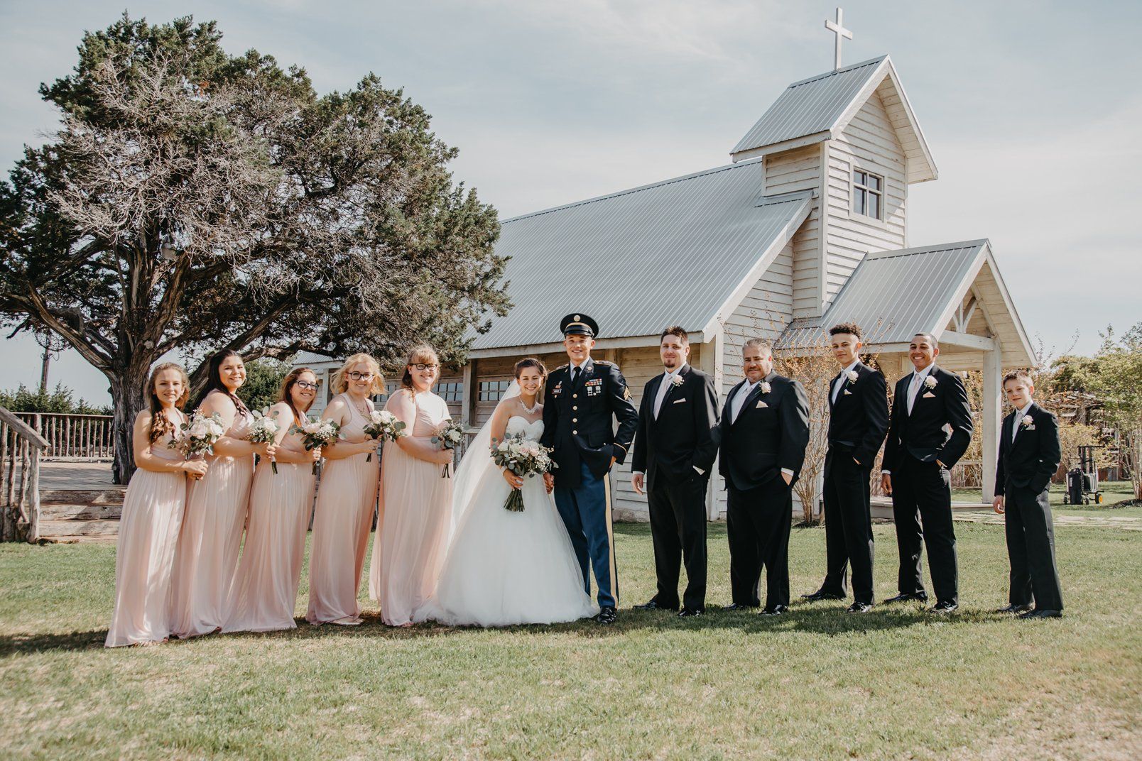 Full Wedding Party - Brides Maids and Grooms Men - Austin Wedding Chapel - Venue