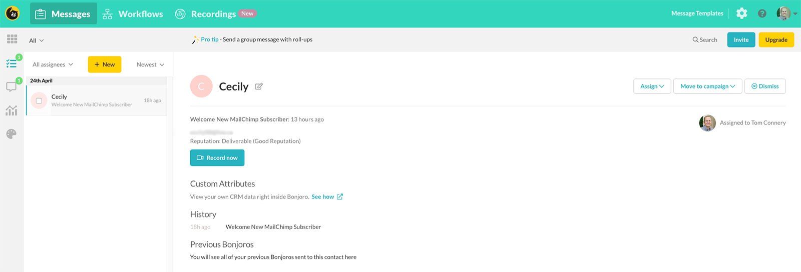 welcome a new mailchimp subscriber with a video message