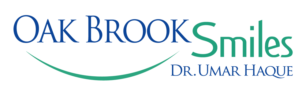 Oak Brook Smiles logo with dark blue text 