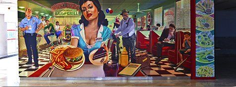 wall murals and banners