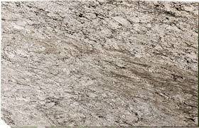 Close-up of a slab of granite with an intricate, swirling pattern of light grey, white, and earthy brown stone.