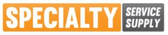 The Specialty Service Supply logo, featuring white text on an orange rectangle and a dark gray square.