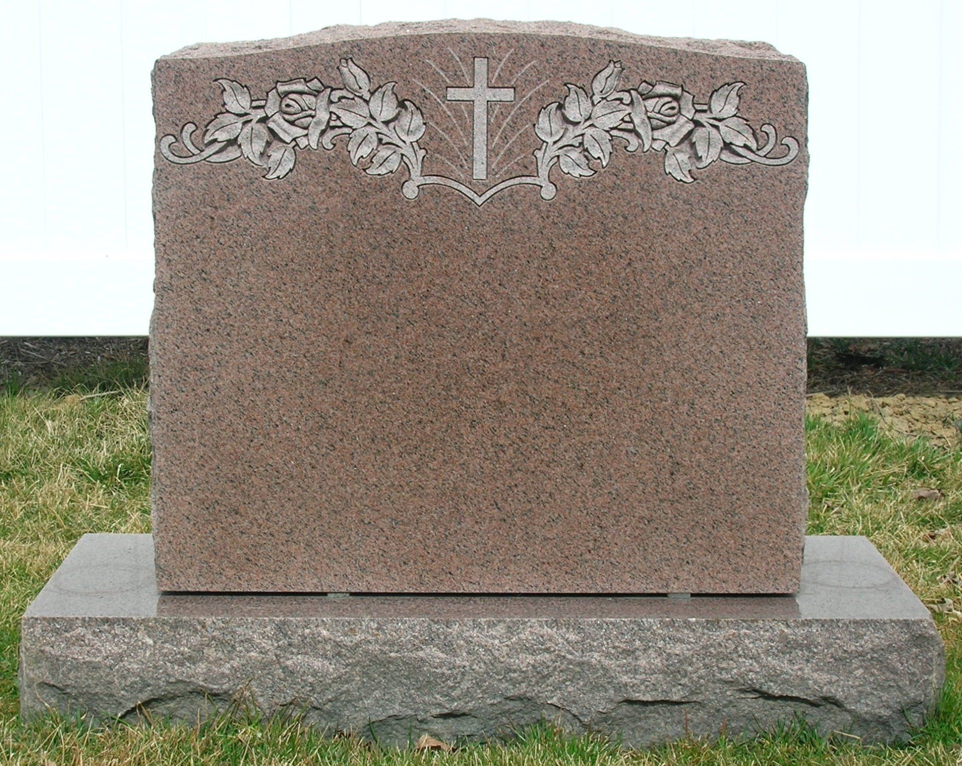 monument - Canadian pink granite with hand carved roses