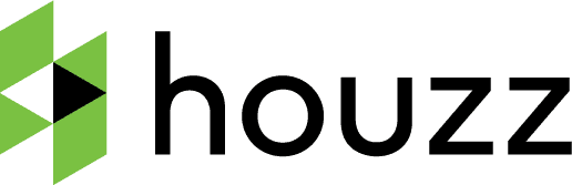 Houzz logo: a geometric green and black icon with the word