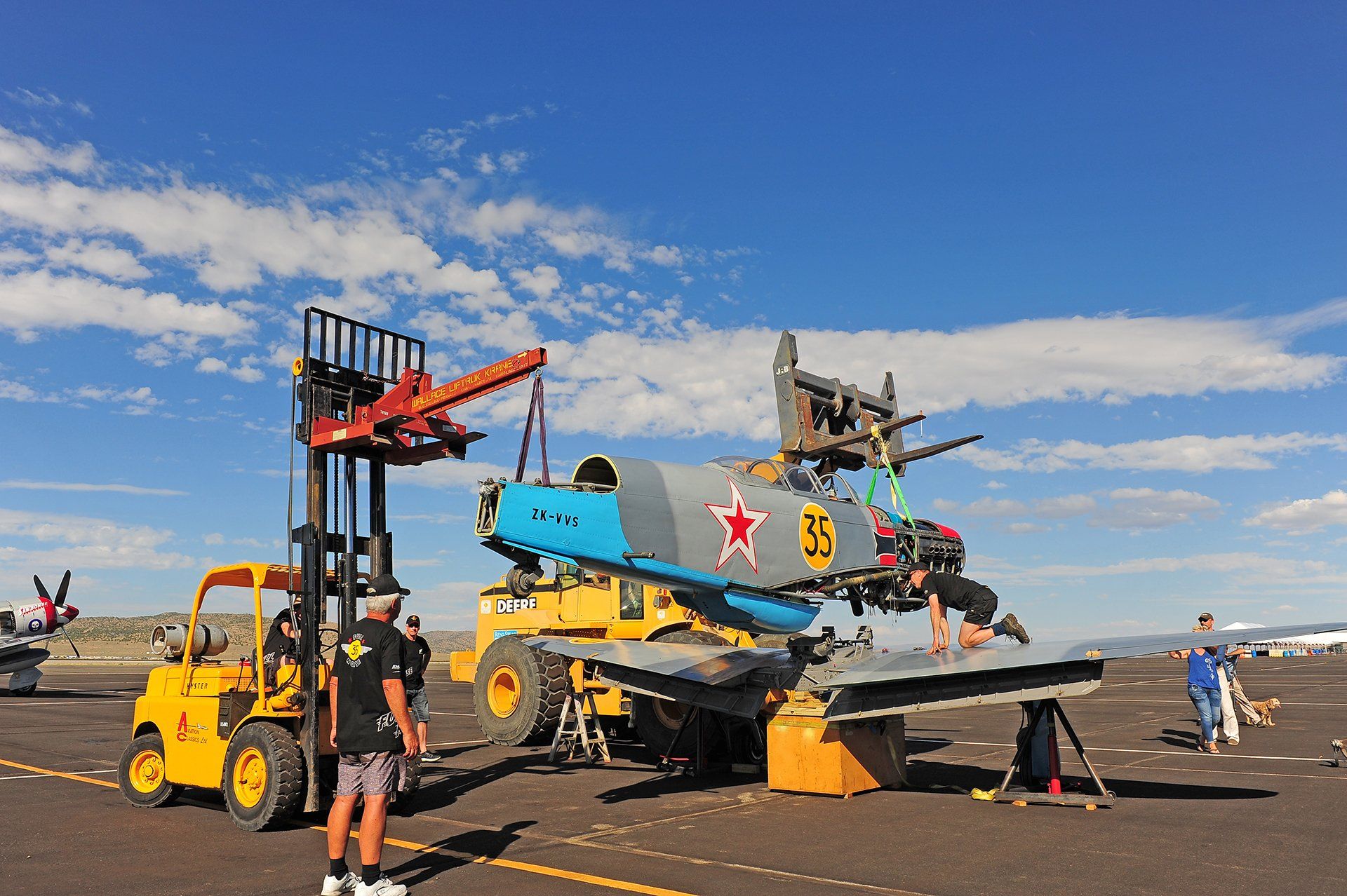 Full Noise Yak 3 fighter plane in transit from Fighter Flights in Marlborough, New Zealand