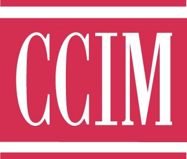 A red sign that says ccim in white letters