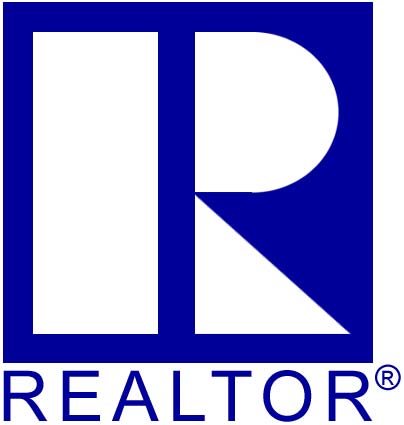 A blue and white realtor logo on a white background.