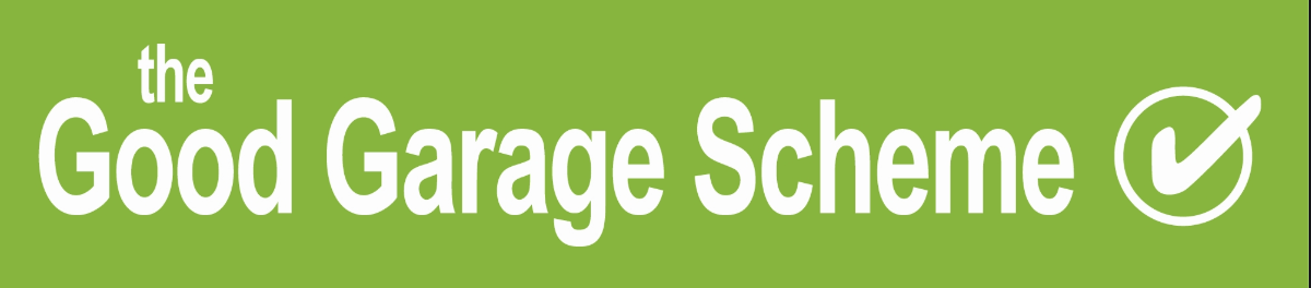 The Good Garage Scheme logo on a green background. White text and check mark.