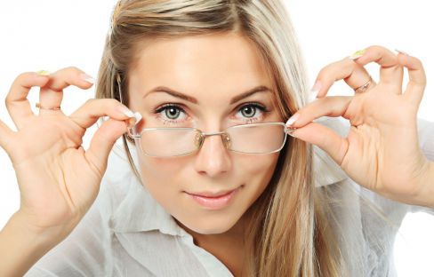 Young lady happy with her optical care